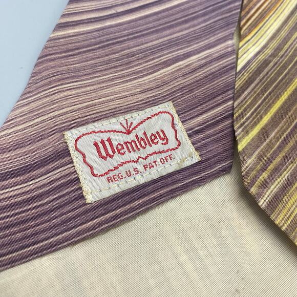 Vintage 40s Wembley Hand Brushed‎ Tie Bird Feathers Leaves Swing Necktie AS IS - Picture 4 of 8